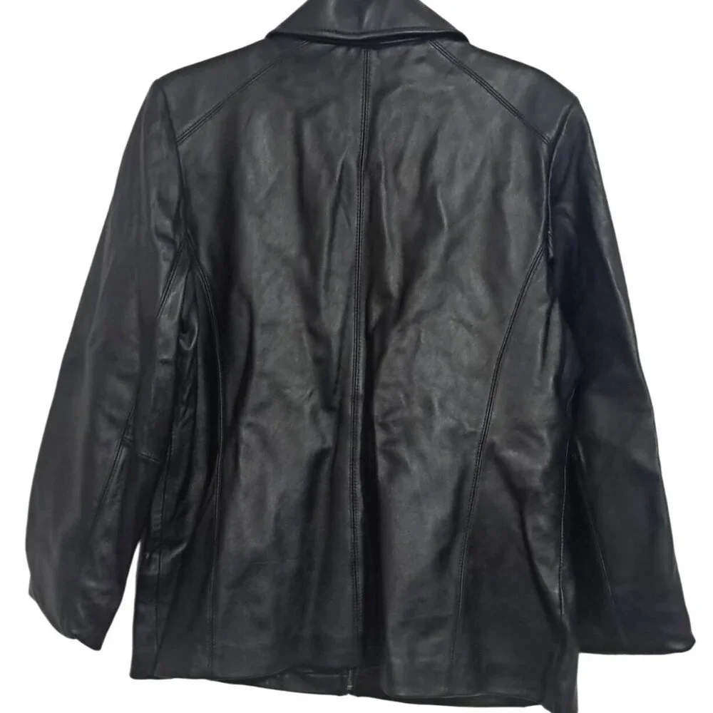 M. Julian Womens Genuine Leather Black Jacket With Zip Closure Lined With Polyes
